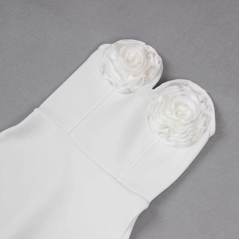 White Maxi Dress with Flowers - - DYAVOR®