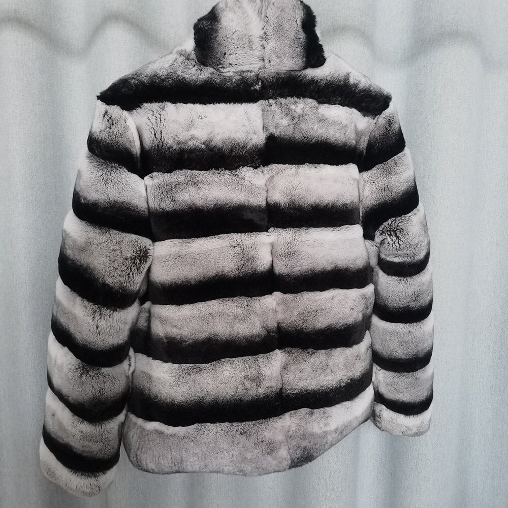 Classic Winter Real Fur Coat Genuine Real Rex Rabbit Fur Coats With Lapel Natural Rex Rabbit Fur Jackets Women Coats -  - DYAVOR®