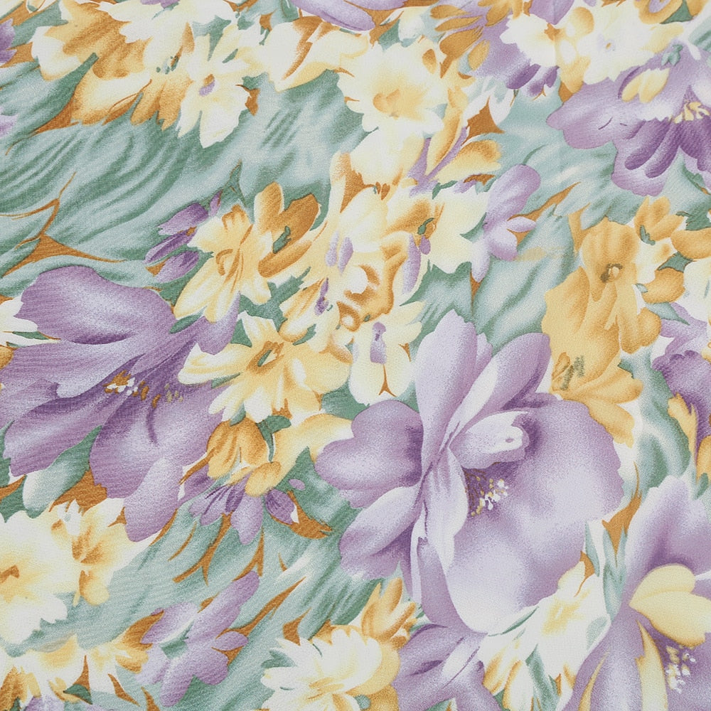 Asymmetrical Purple Floral Maxi Dress - - DYAVOR®
