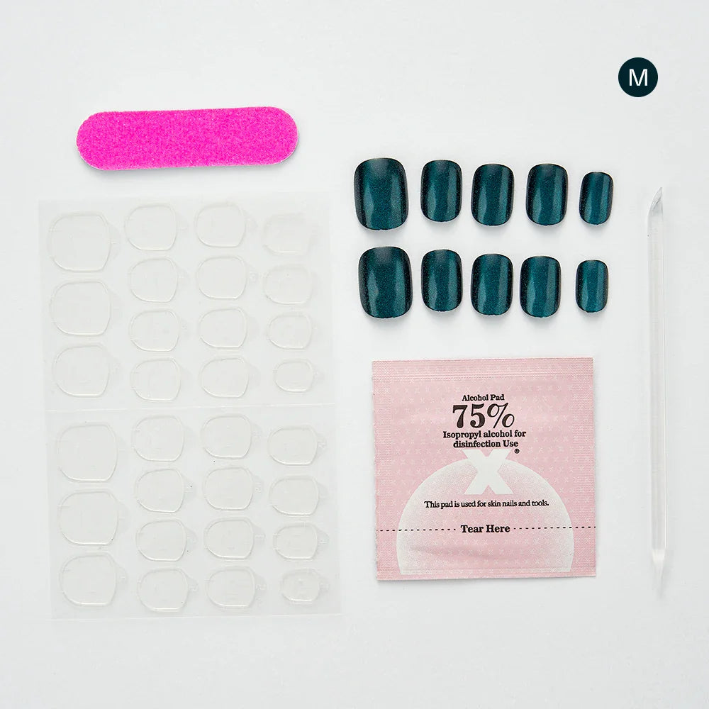 False Nails Set Short Press on False French Cat's Eye Style Nails Art Diamond Finished Fake Nails with Glue Stick-on - - DYAVOR®