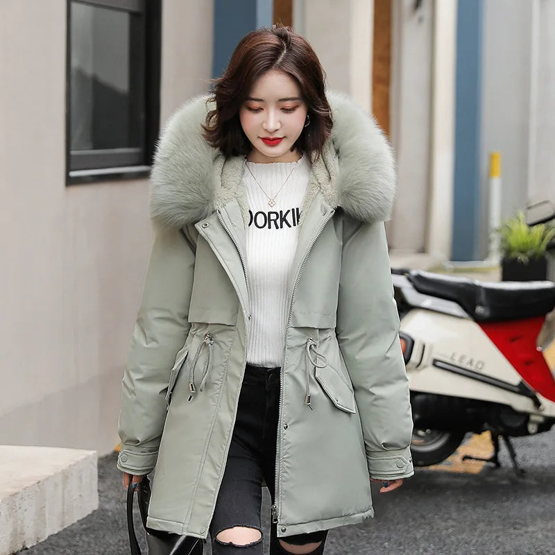 Tilda | winter jacket lined with detachable fur collar and hood - - DYAVOR®