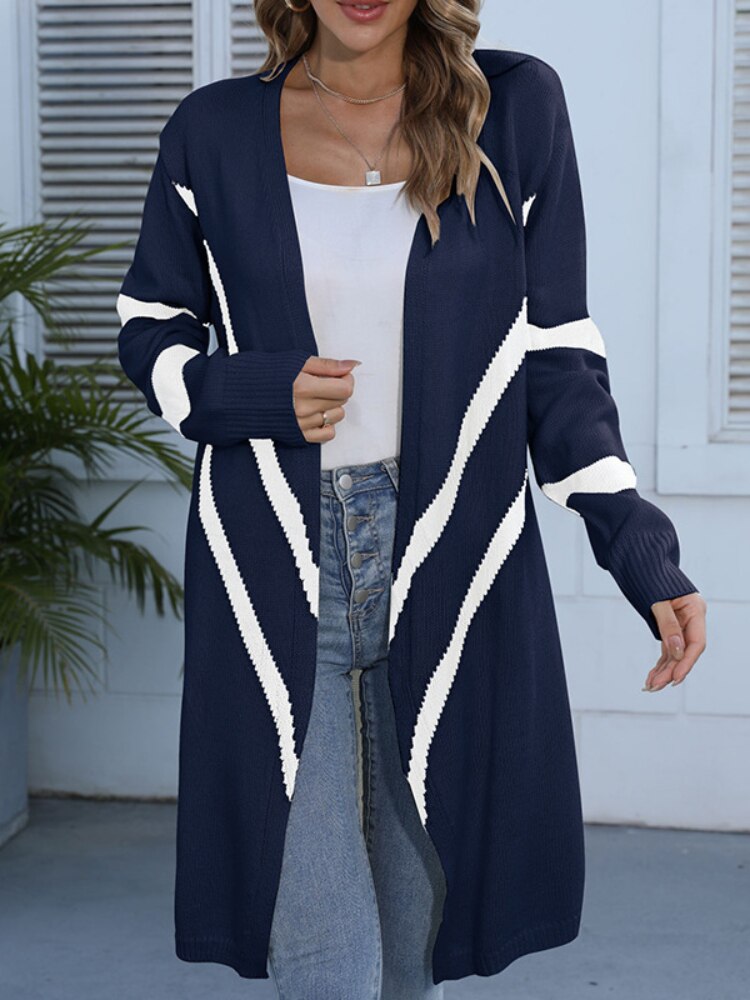 New Autumn Winter 2022 Geometric Knitted Cardigan Fashion Korean Version of Street Dress Women Loose Sweater Long Sleeve Jacke - - DYAVOR®