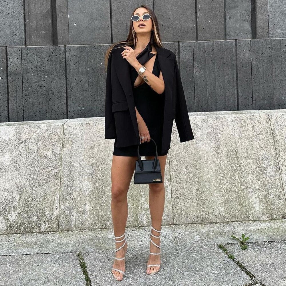 Asymmetric Neckline Mini Dress - - DYAVOR®