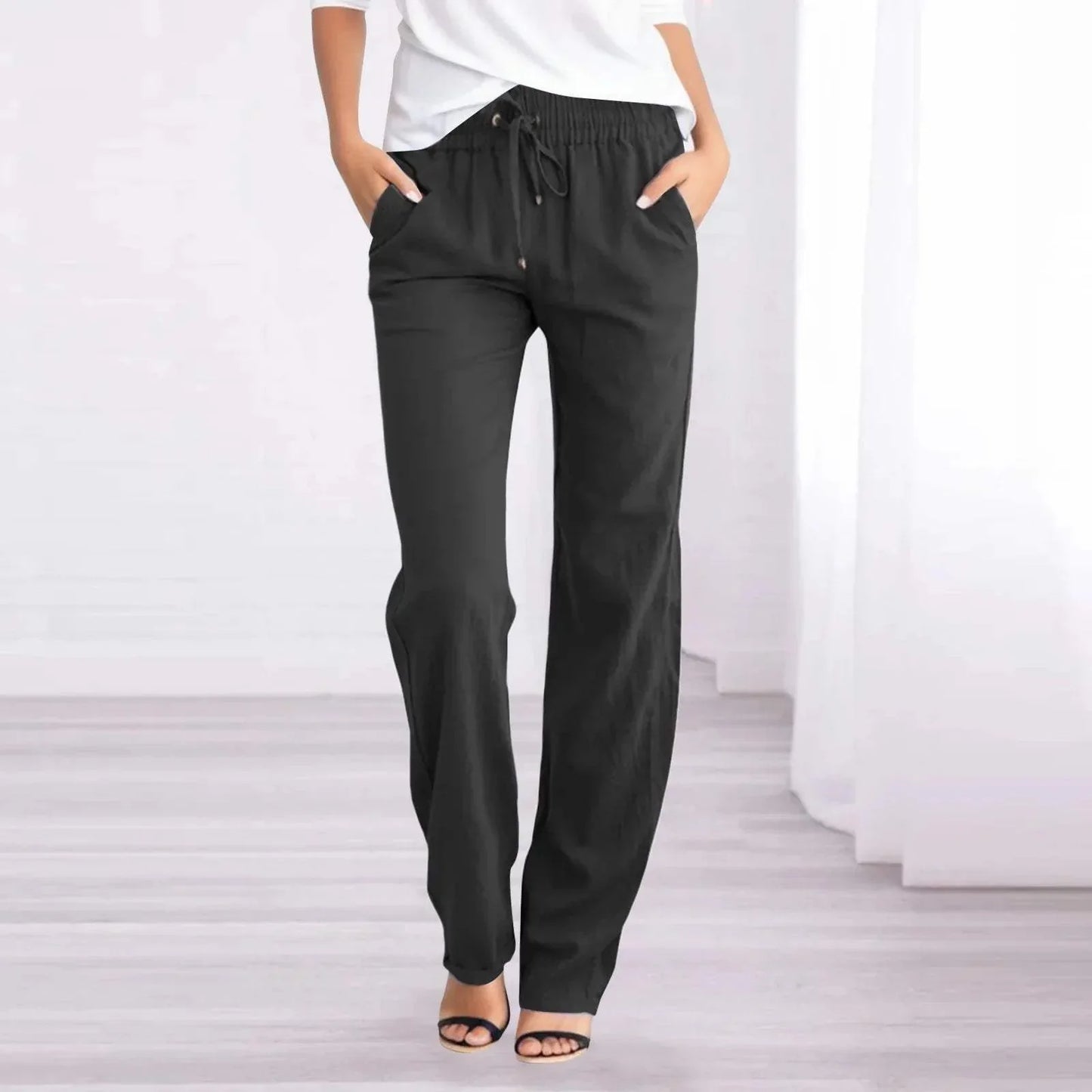 Women's Linen Pants - Relaxed - Breathable material, Elastic waistband - Perfect for a Relaxed Day - 05/112024 1 - DYAVOR®