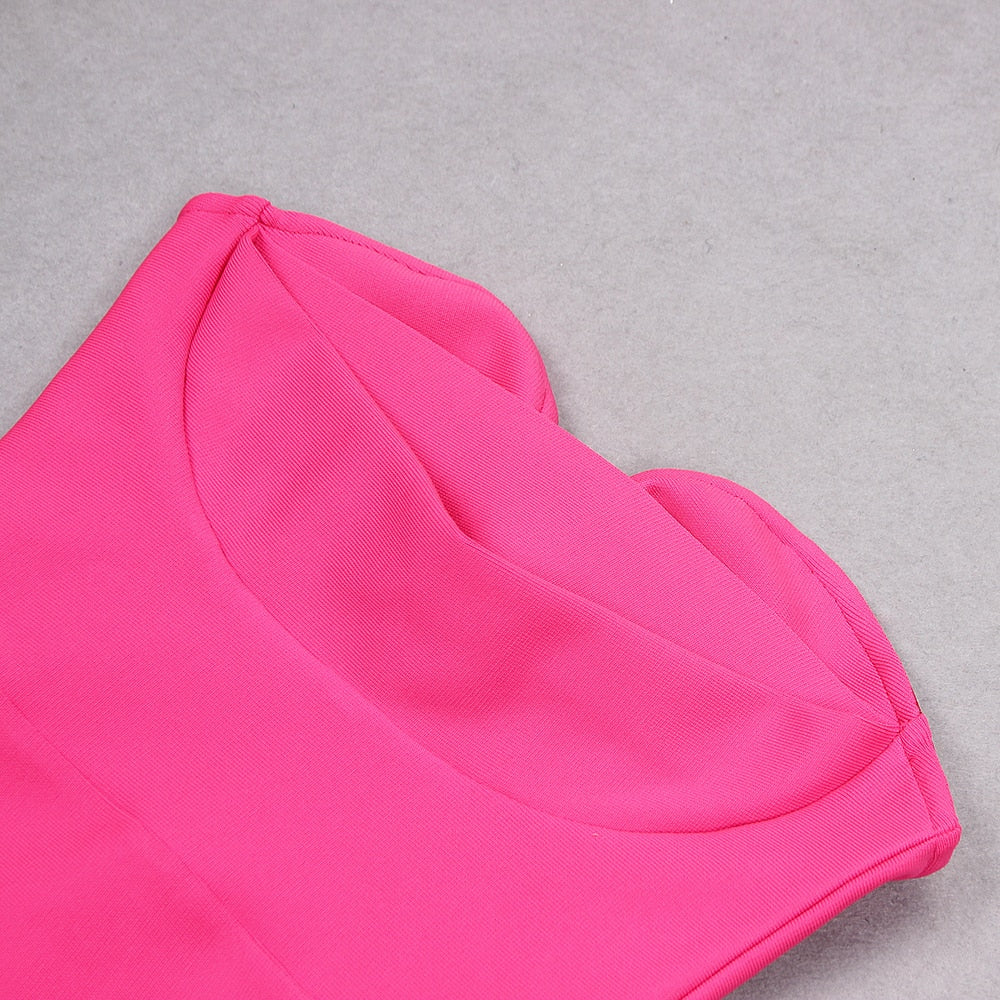 Pink Midi Dress with Open Shoulders - - DYAVOR®