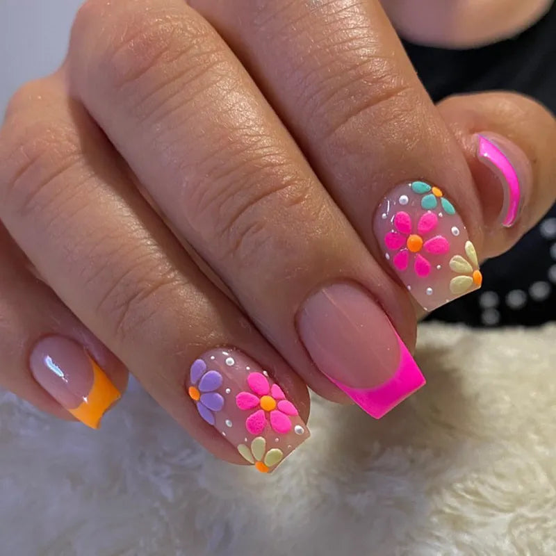 24Pcs Long Coffin False Nails Glitter Fake Nail with Rhinestones Press on Nails Full Cover Nail Tips Detachable Fake Fingernails - - DYAVOR®