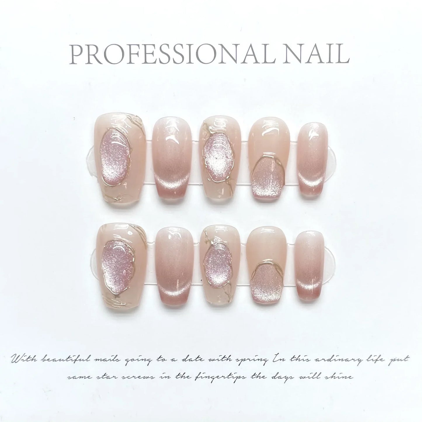 10Pcs Blue Handmade Press On Nails Set Ballet Wearable Artificial False Nails Decoration Nail Art Manicure Fake Nails Tips Art - - DYAVOR®