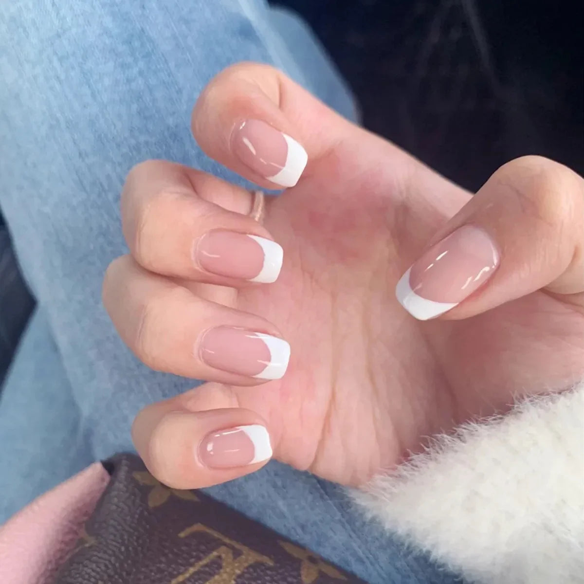 24Pcs/Set Almond Gradient Press On Nail Art Wearable Fake Nails Pointed Simple Ballet Coffin Reusable False Nails Tips Finished