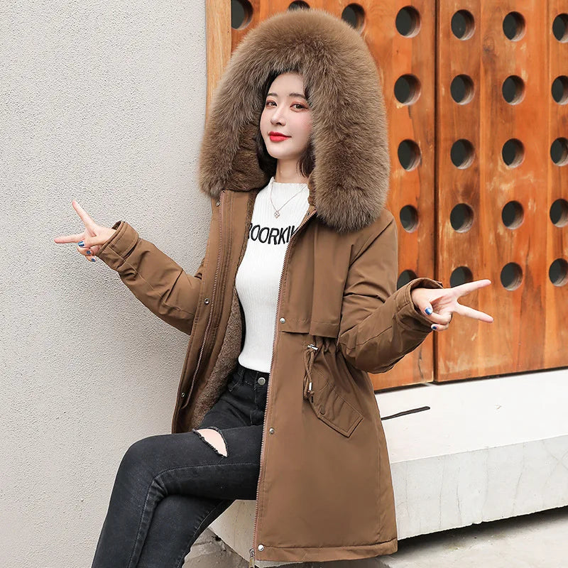 Tilda | winter jacket lined with detachable fur collar and hood - - DYAVOR®