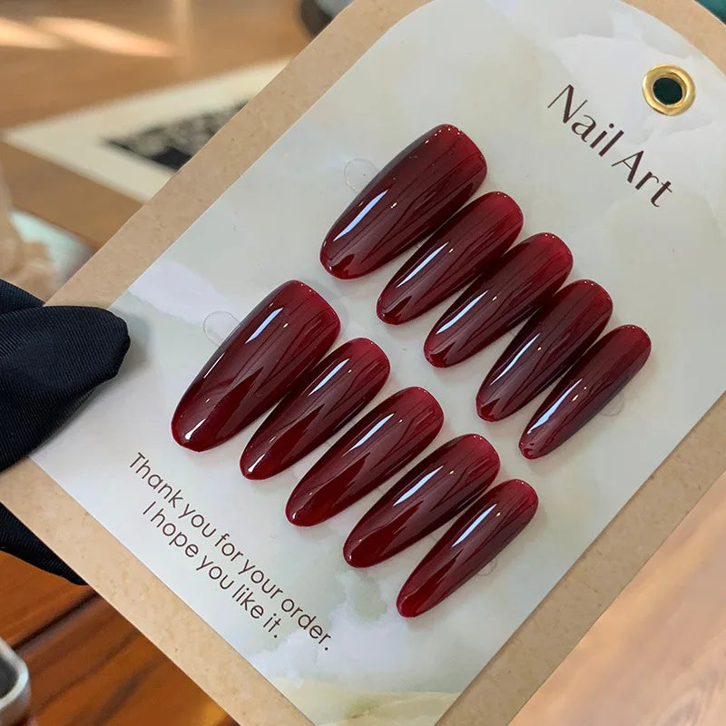 10 pcs Wearing False Nails Fake Nails Pure Handmade 【stepmother】 Complimentary Nail Enhancement Kit - - DYAVOR®