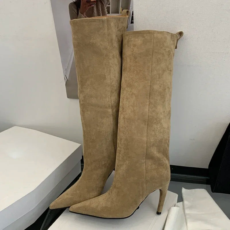 Knee-High Boots Pointed Toe Women Winter