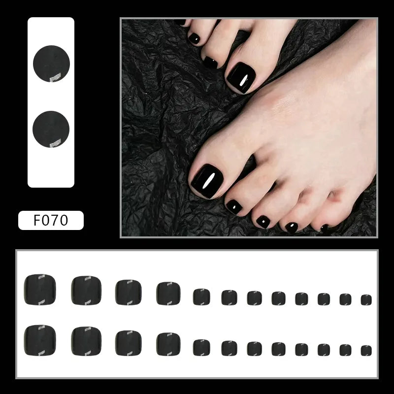 24pcs Wearable White-Edged French Manicure Toenails Full Cover Press On Fake Toenails DIY Artificial Acrylic False Toenails - - DYAVOR®