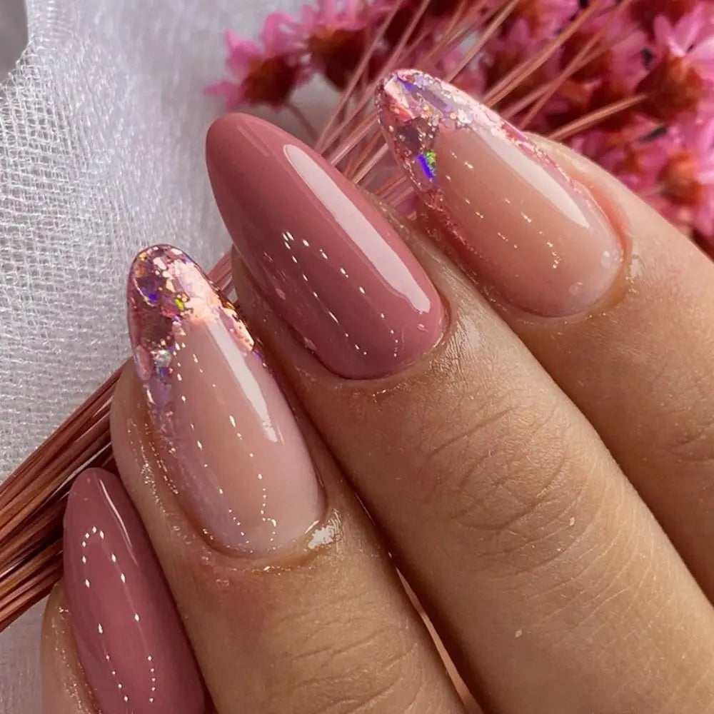 New Simple Star False Nails French Long Almond Fake Nials Detachable Nail Tips Full Cover Press on Nails DIY Manicure Tool - - DYAVOR®