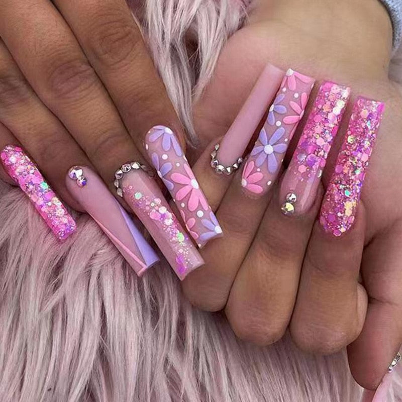 Pastel Long Press On Nails