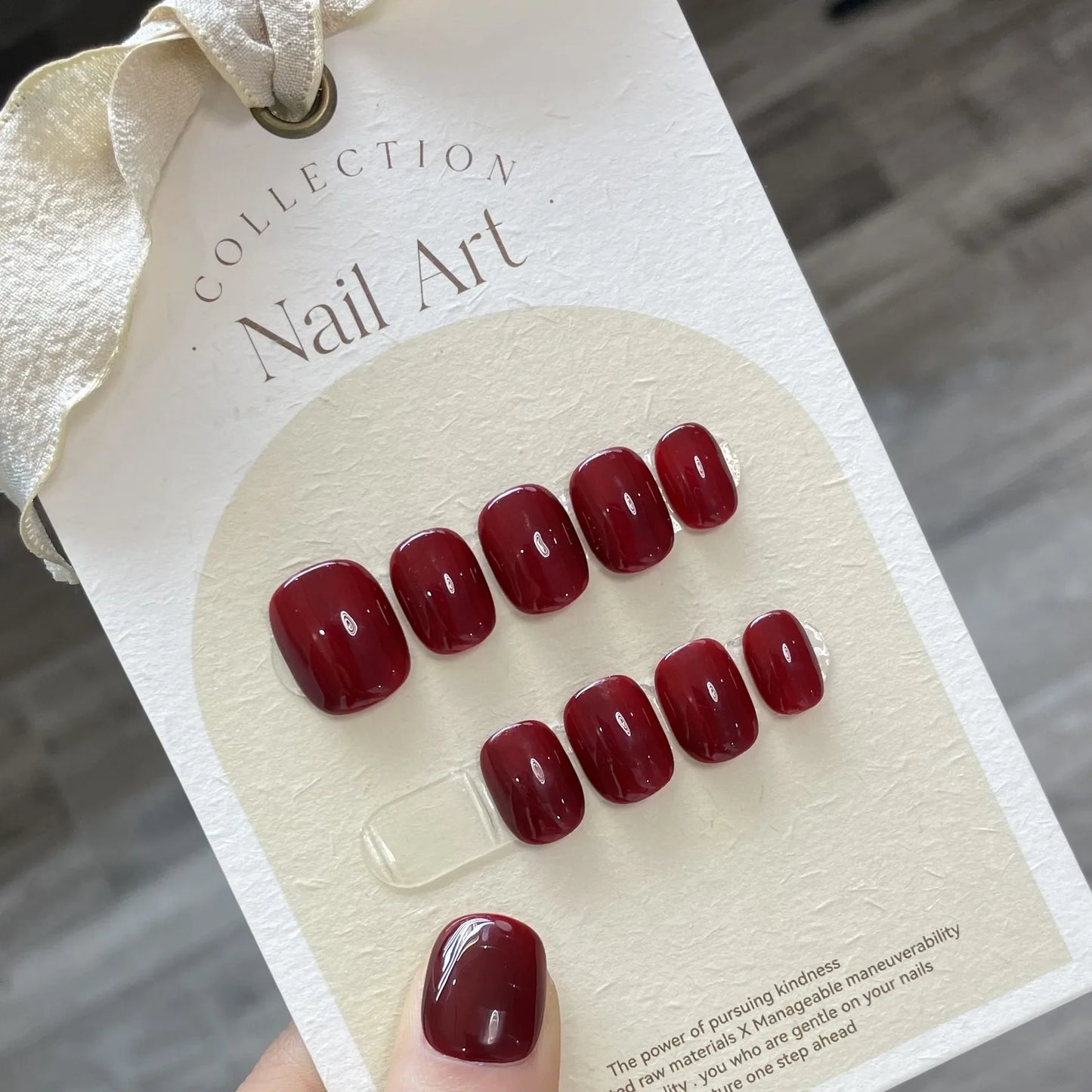 Short Press On nails Handmade Acrylic Full Cover Professional Japanese Nail Sticker Sweet Artificial Red Color Round Head Nails - - DYAVOR®