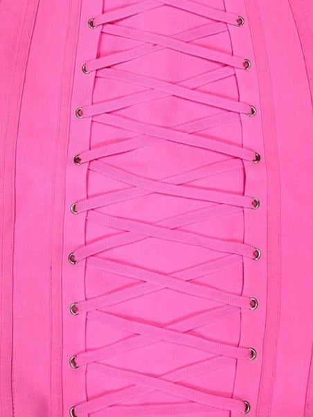 Pink Strapless Corset-style Bandage Dress - - DYAVOR®