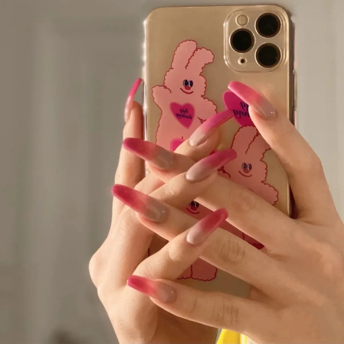 Gradient False nails French Ballerina Fake Nails Stars Blue White Wavy Flowers Nails Full Cover Press on Nails DIY Detachable -  - DYAVOR®