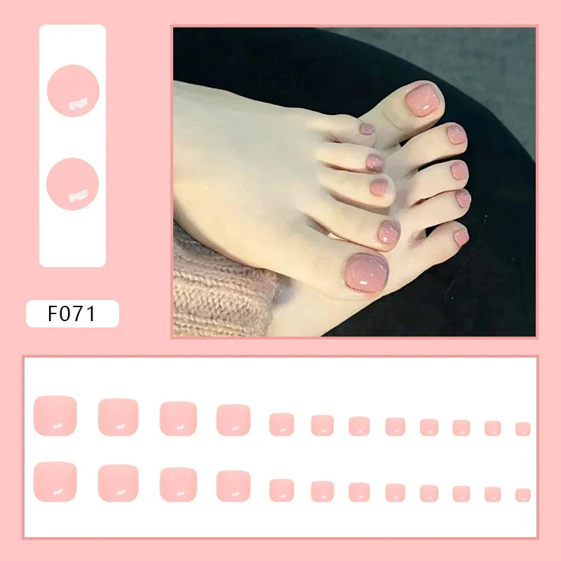 24pcs Wearable White-Edged French Manicure Toenails Full Cover Press On Fake Toenails DIY Artificial Acrylic False Toenails - - DYAVOR®