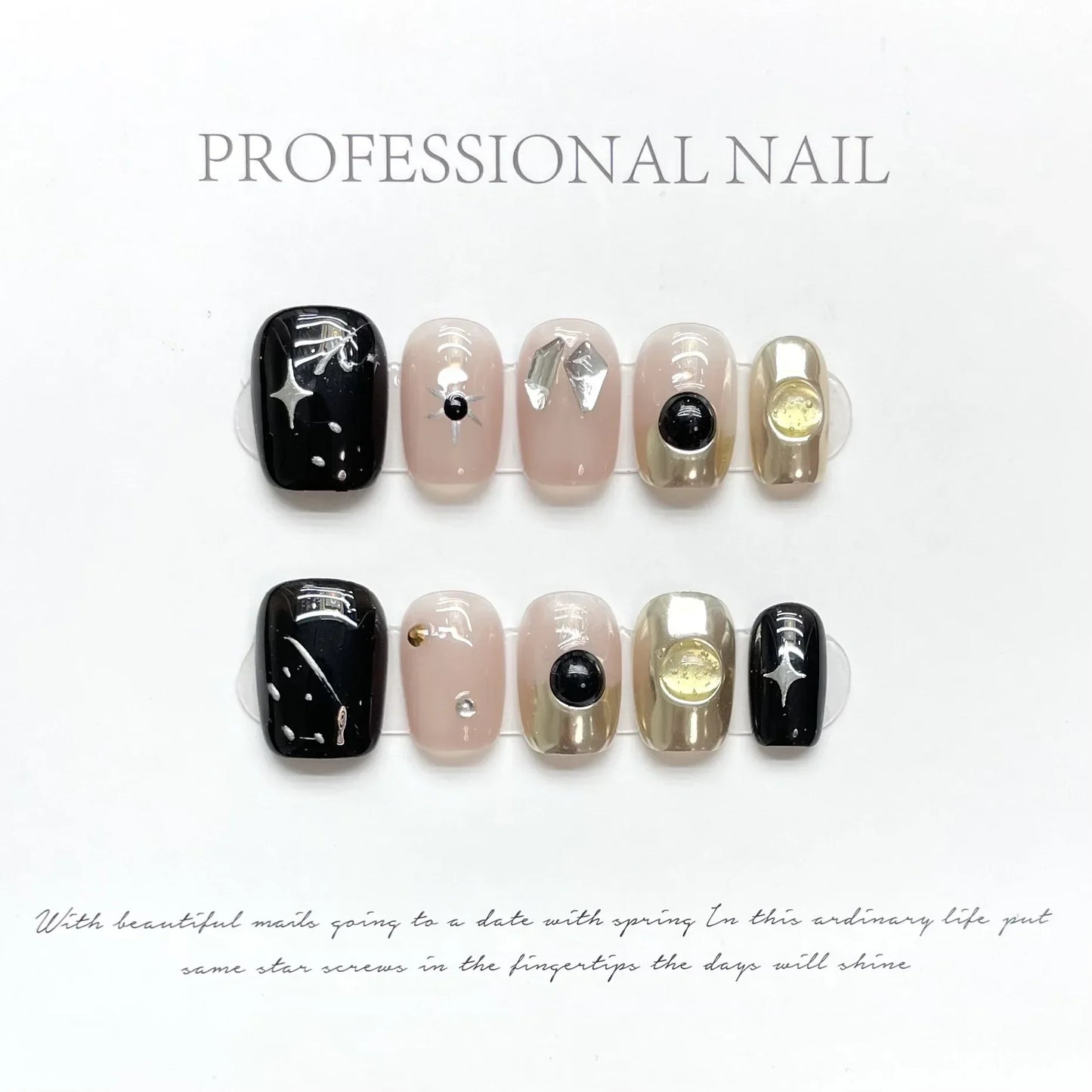 10Pcs Glitter Handmade Short Press On Nails Heart Design Reusable False Nails Full Cover Wearable Artificial Nail Tips For Girl - - DYAVOR®