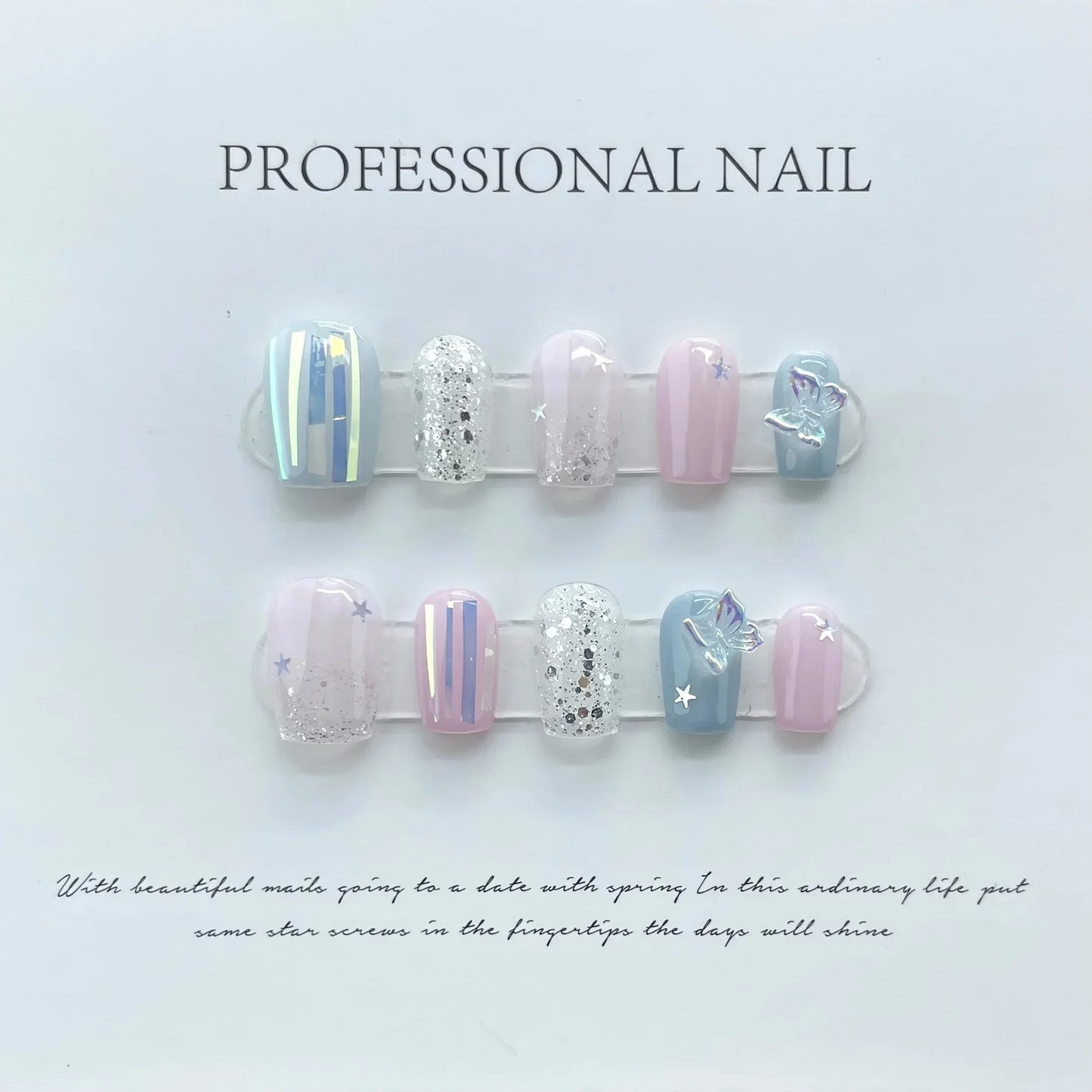 10Pcs Short Handmade Press On Nails Gradient Cute Fake Nails Full Cover Ballerina with Acrylic Wearable Manicure Artificial Nail - - DYAVOR®