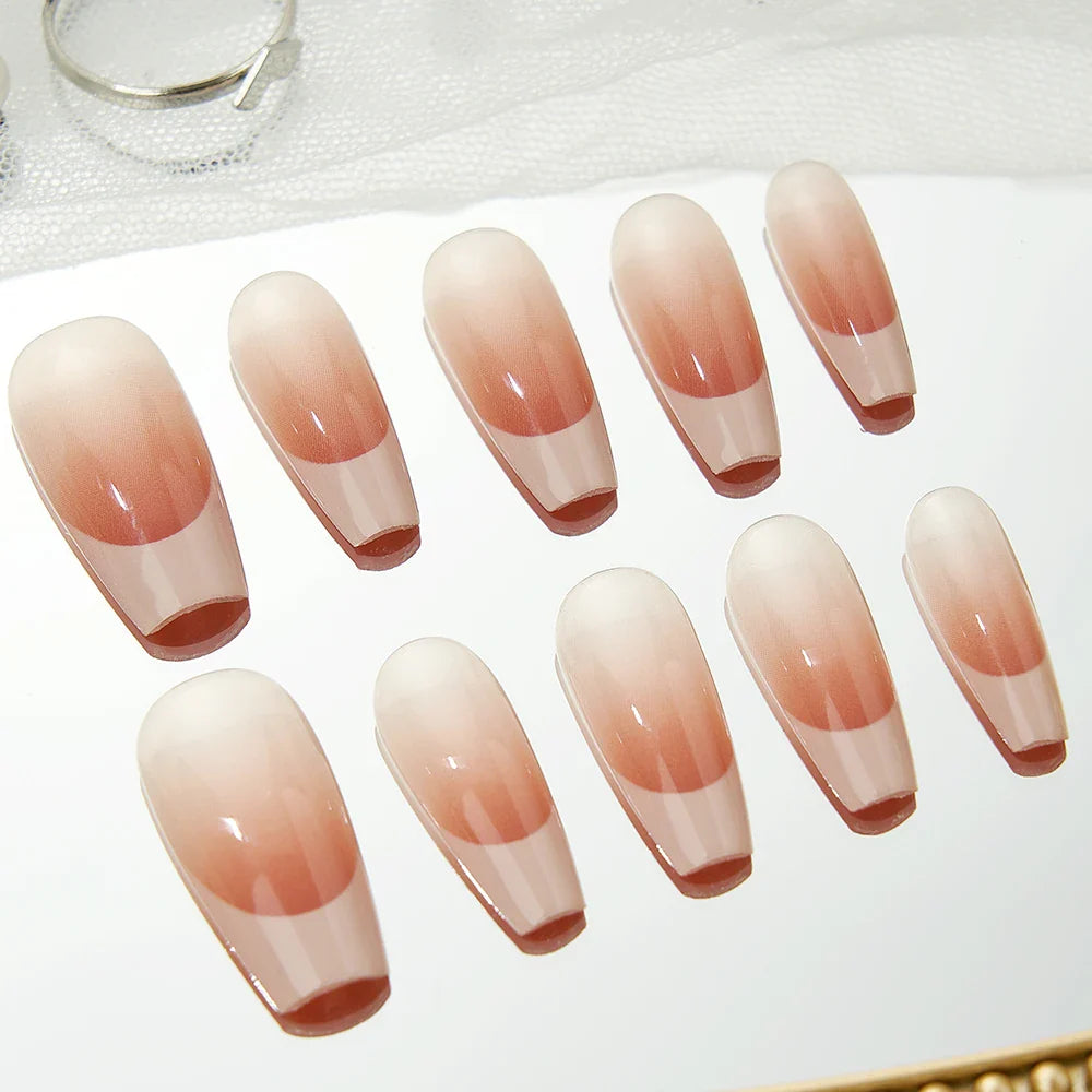 False Nails Set Short Press on False French Cat's Eye Style Nails Art Diamond Finished Fake Nails with Glue Stick-on - - DYAVOR®