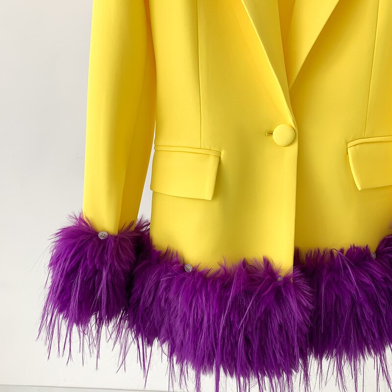 Stylish Feather Embellished Blazer - Blazers - DYAVOR®