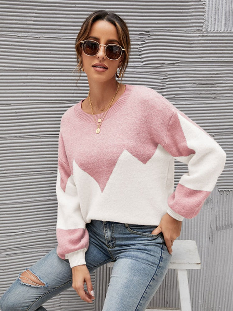 Fashion Women Sweaters 2023 Autumn/Winter Colored O-Neck Pullover Oversized Sweater Women Clothing Knitwears Long Sleeved Tops - - DYAVOR®