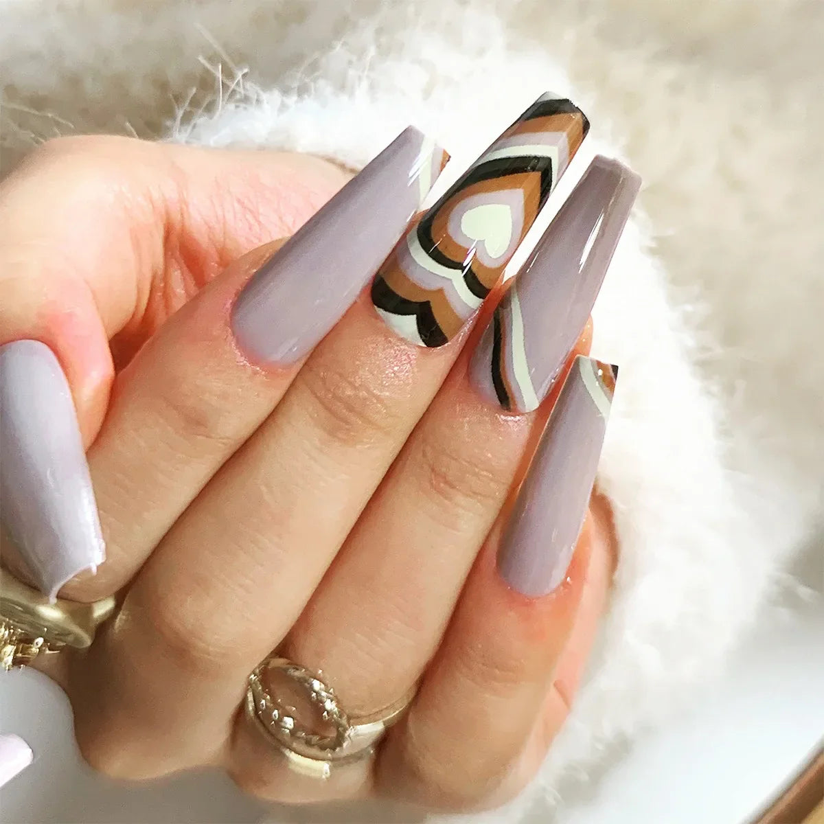 24Pcs Long Coffin False Nails Glitter Fake Nail with Rhinestones Press on Nails Full Cover Nail Tips Detachable Fake Fingernails