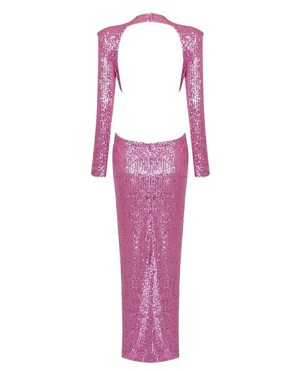 Pink Sequin Long Dress - - DYAVOR®
