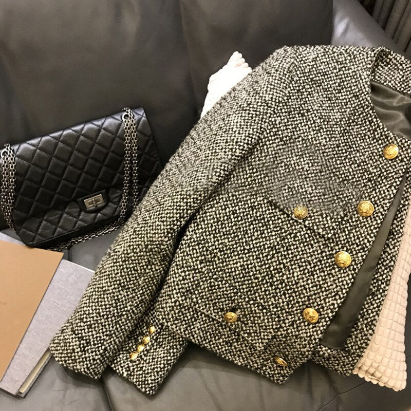 High quality small fragrant wind coat female 2022 spring and autumn new women's retro city tweed short - - DYAVOR®