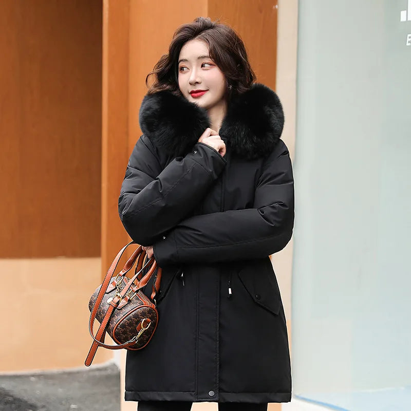 Tilda | winter jacket lined with detachable fur collar and hood - - DYAVOR®