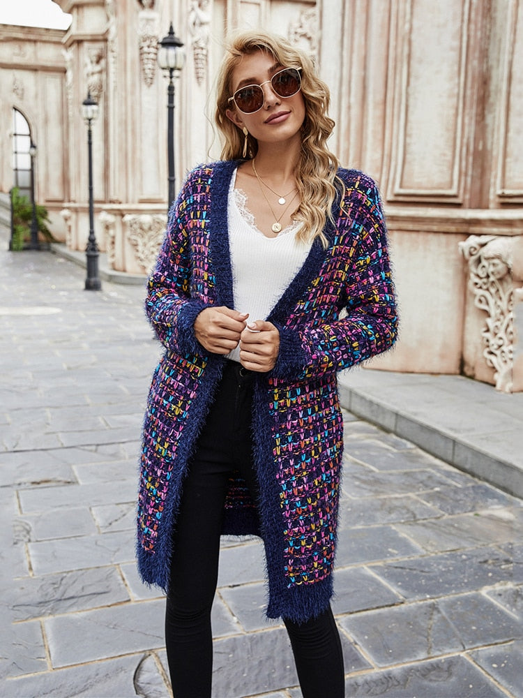 Autumn Winter New Long Cardigan Coat Women's Fashion Color Sweater Coats Temperament Street Clothes Oversized Cardigan Sweater - - DYAVOR®