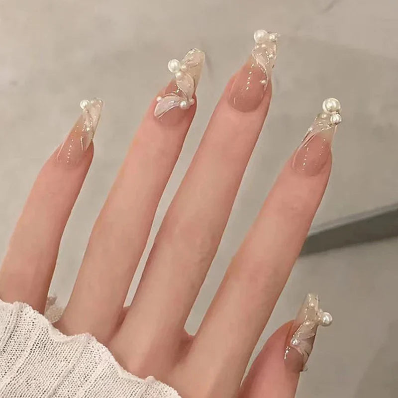 Handmade Soft Gel Diamond Fake Nails 24Pcs Clear Boxed Full Cover Crystal Nail Tips Easy to Press On Nails Soft Gel False Tips - - DYAVOR®