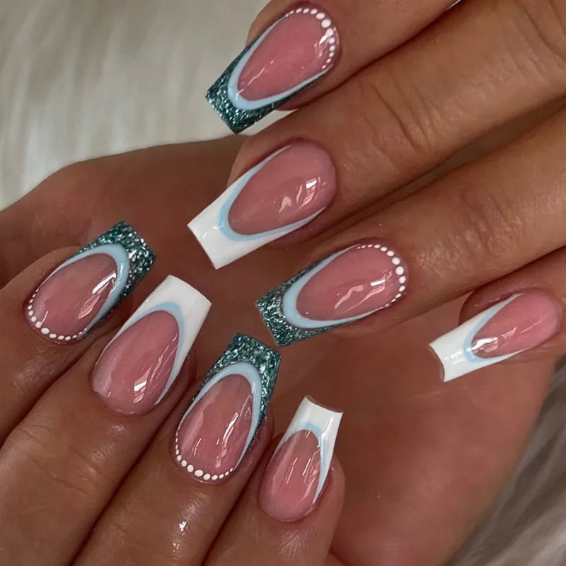 24pcs Colorful Almond Shaped Fake Nails Detachable Press On False Nails Tips French Full Cover False Nails French Manicure tools - - DYAVOR®