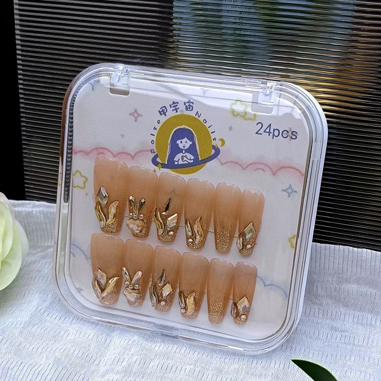 Handmade Soft Gel Diamond Fake Nails 24Pcs Clear Boxed Full Cover Crystal Nail Tips Easy to Press On Nails Soft Gel False Tips - - DYAVOR®