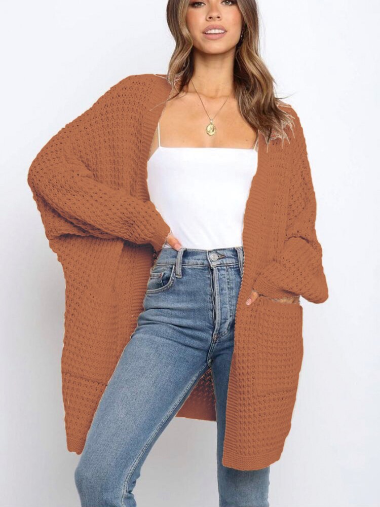 Women's Knitted Cardigan Top Autumn Winter Loose Sweater Coat Casual Street Women's Clothing Oversized Cardigan Black Sweater - - DYAVOR®
