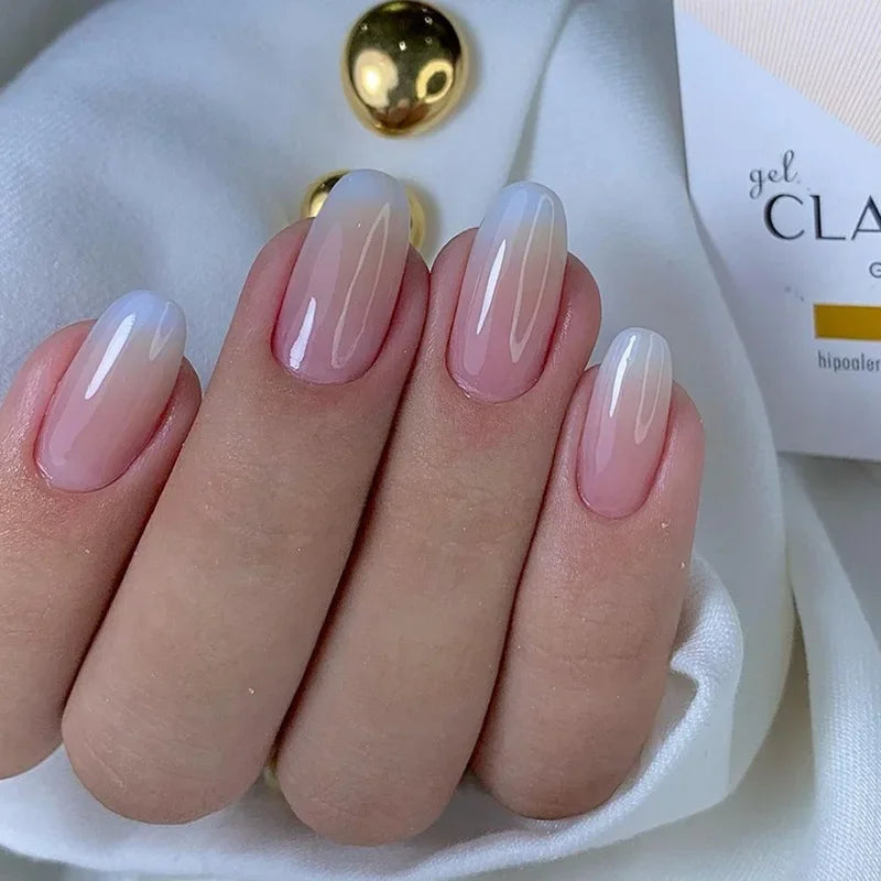 24pcs removeable false nails with glue Gradient Shinny brown coffin glitter Ballet press on nails long full cover fake nails tip