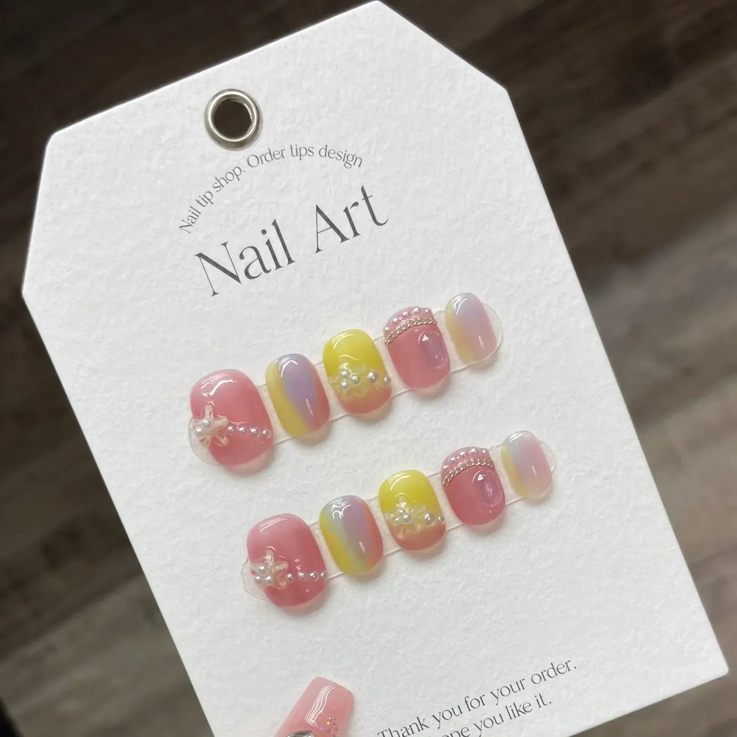 10Pcs Short Handmade Press On Nails Gradient Cute Fake Nails Full Cover Ballerina with Acrylic Wearable Manicure Artificial Nail - - DYAVOR®