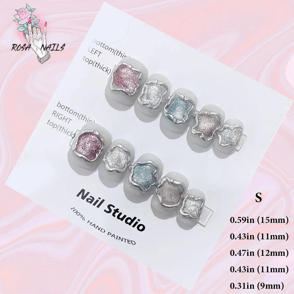 Cute Strawberry Pink Short Handmade Press on Nails Wholesale Kawaii Bows Pressons Bulk Full Cover Square Acrylic False Nail Tips