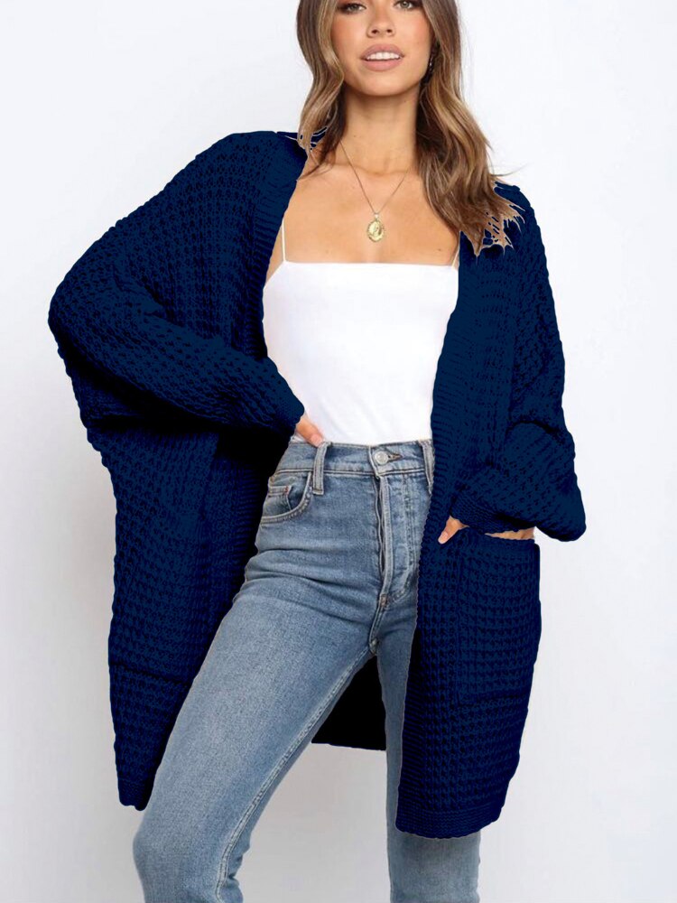 Women's Knitted Cardigan Top Autumn Winter Loose Sweater Coat Casual Street Women's Clothing Oversized Cardigan Black Sweater - - DYAVOR®