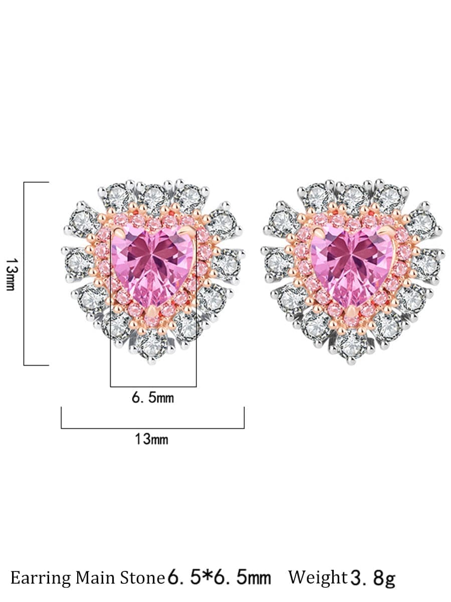 S925 Silver Heart Pink Stud Earrings MSE110809 - Apparel & Accessories - DYAVOR®
