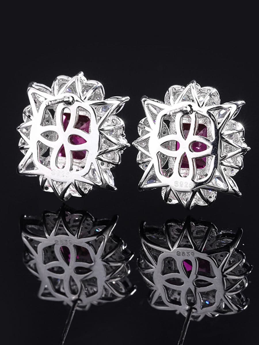 S925 Silver Ruby Stud Earrings MSN110811 - Apparel & Accessories - DYAVOR®