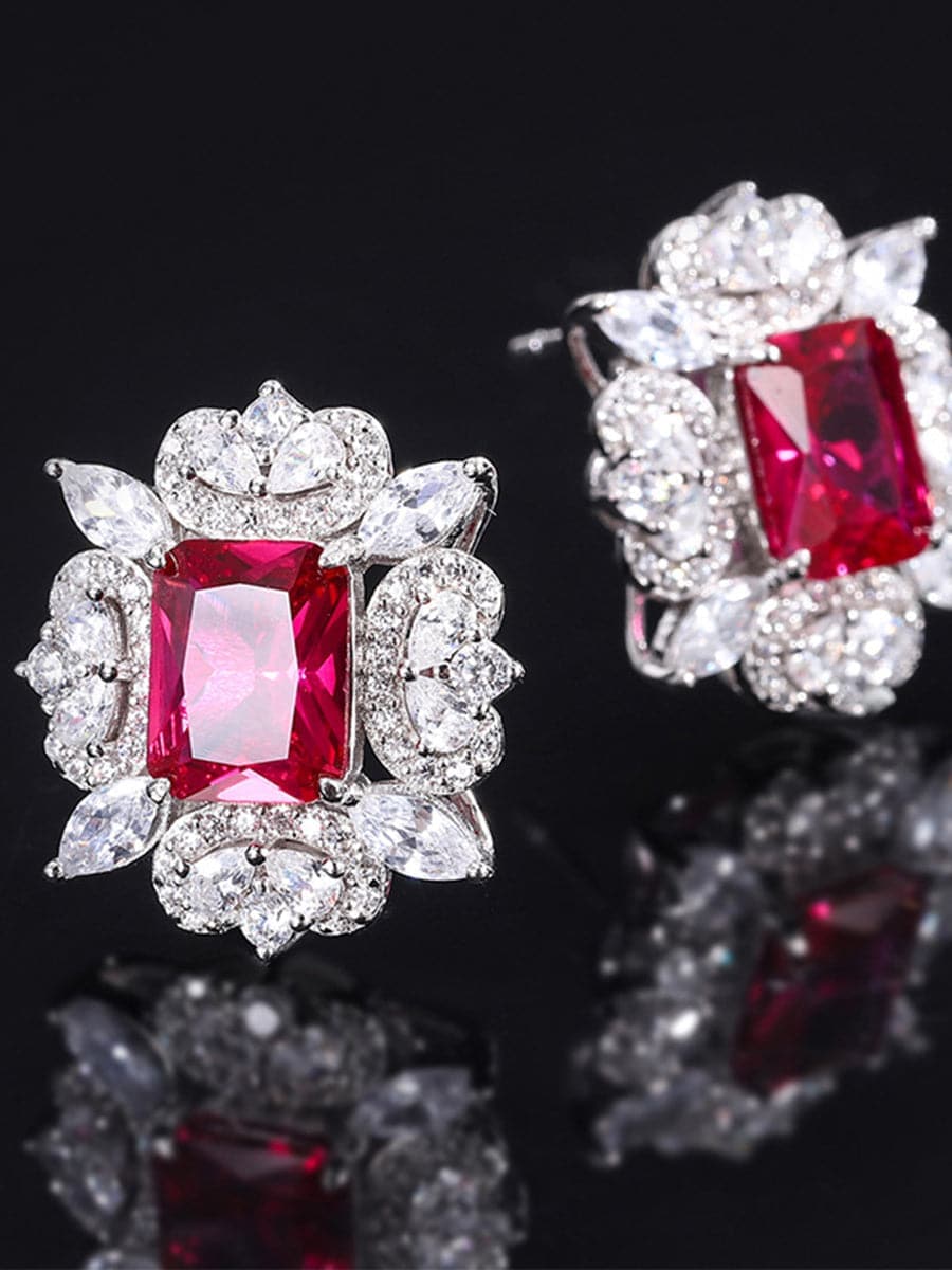 S925 Silver Ruby Stud Earrings MSN110811 - Apparel & Accessories - DYAVOR®