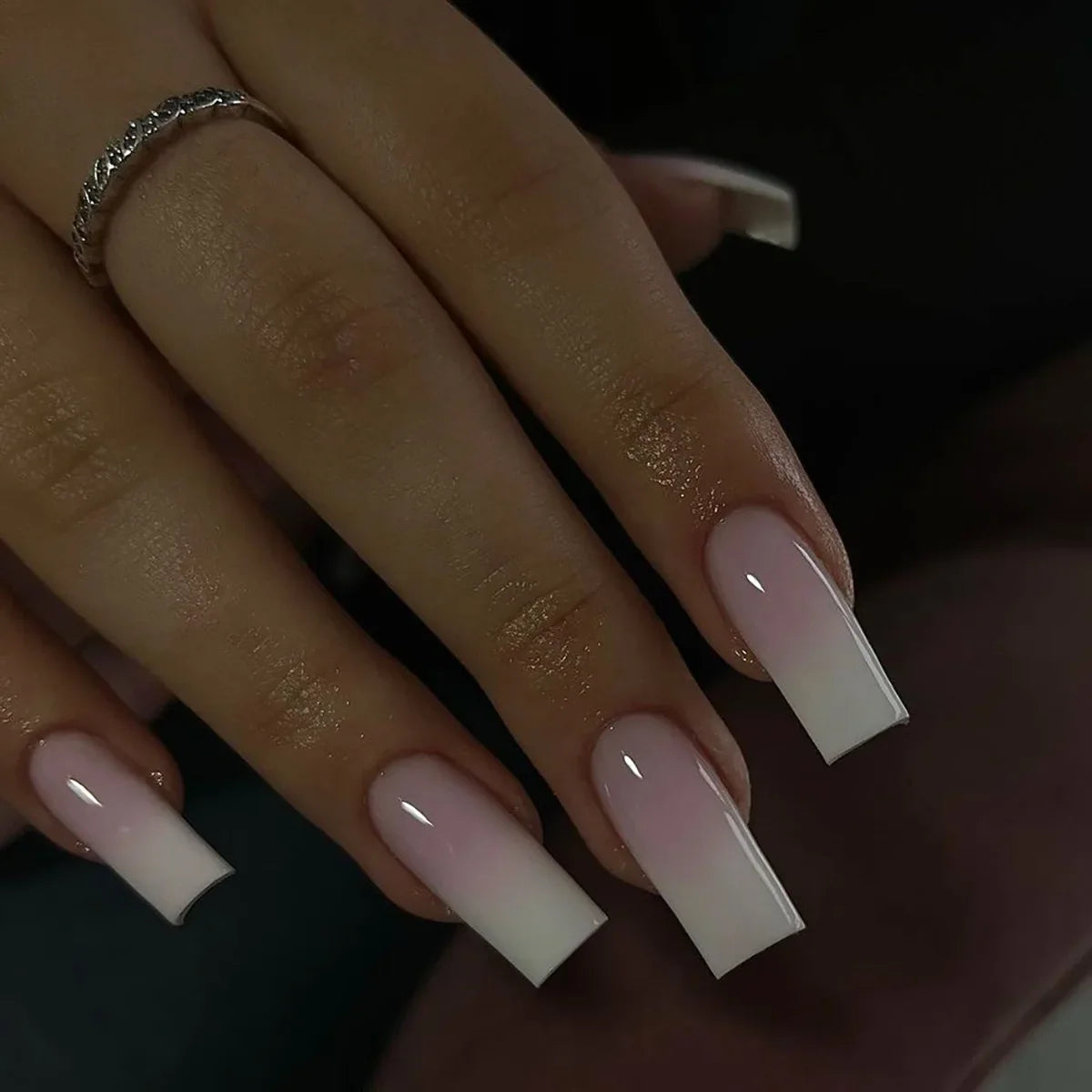 wearable full cover long ballet French coffin white False Nails with glue matte red black pink white artificial nails press on - - DYAVOR®