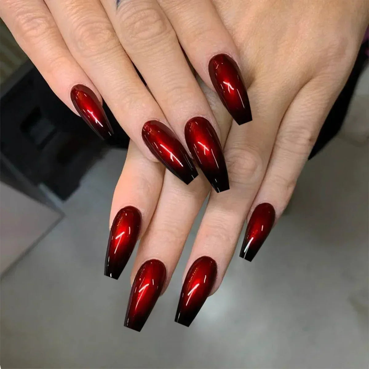 24pcs removeable false nails with glue Gradient Shinny brown coffin glitter Ballet press on nails long full cover fake nails tip - - DYAVOR®