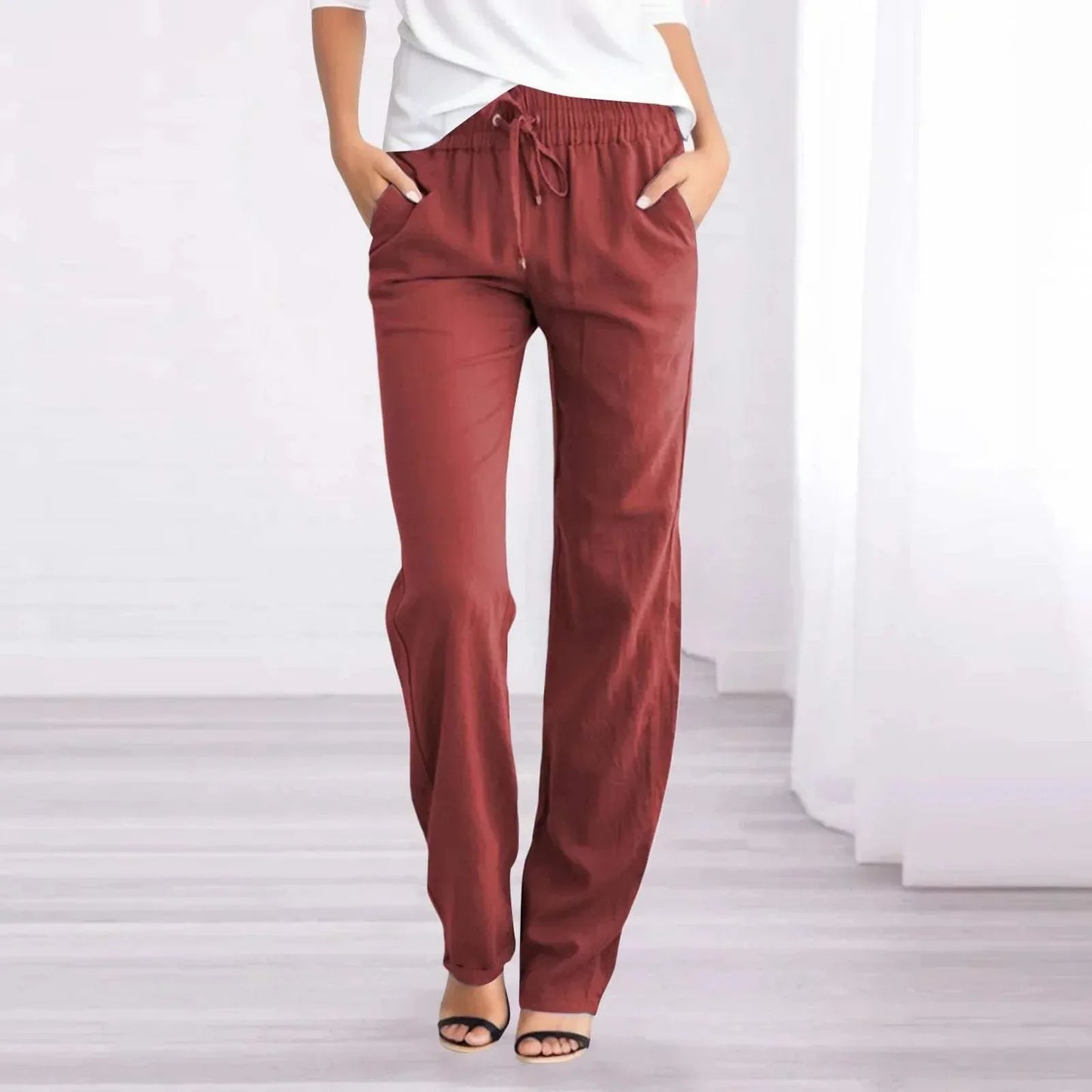 Women's Linen Pants - Relaxed - Breathable material, Elastic waistband - Perfect for a Relaxed Day - 05/112024 1 - DYAVOR®