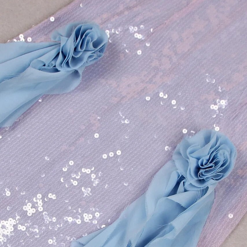 Semi-transparent Sequined Maxi Dress with Ruffles - - DYAVOR®
