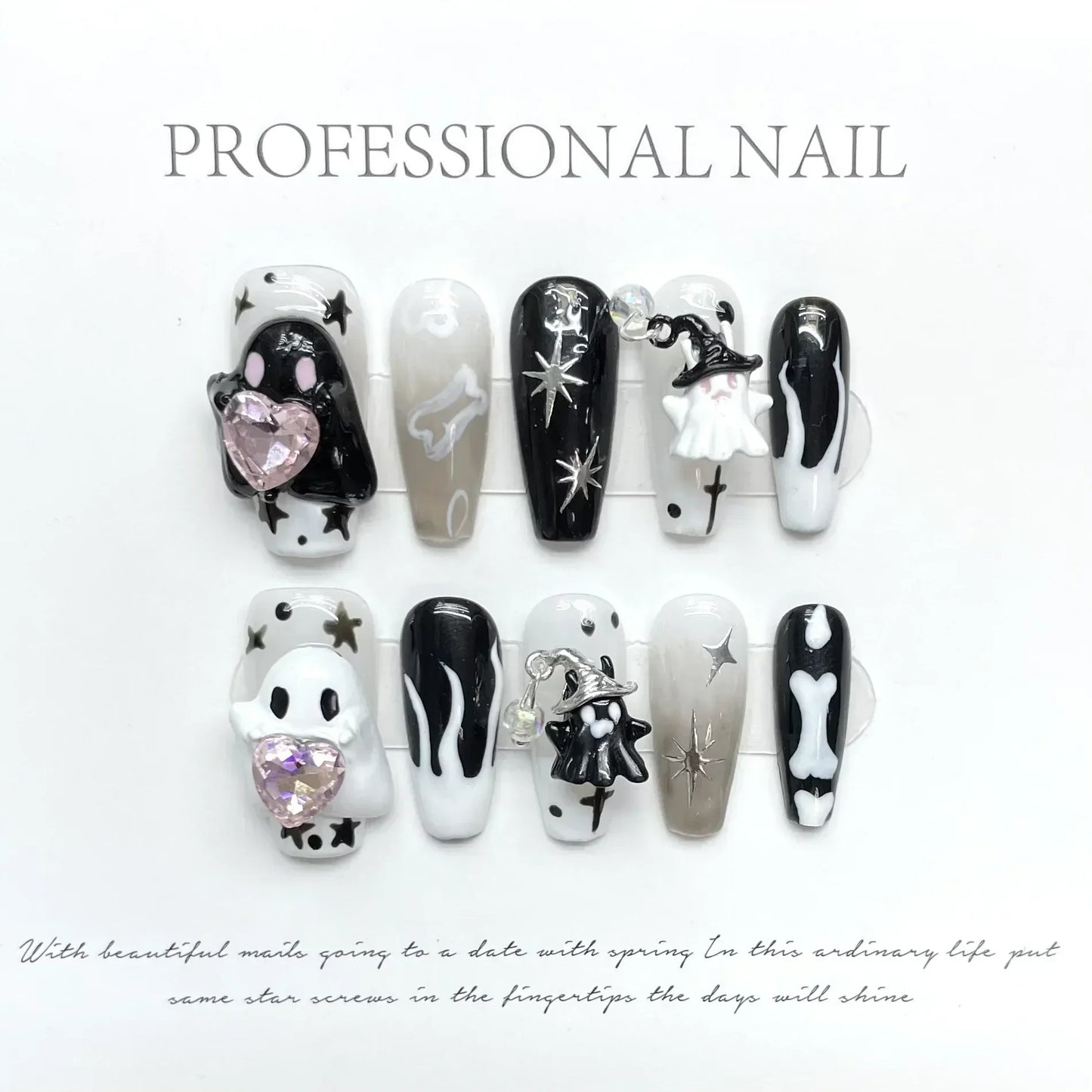 10Pcs Handmade Press On Nails with Eye Little Monster Design Wearable Manicure False Nails Decoration Full Cover Nail Tips Art - - DYAVOR®