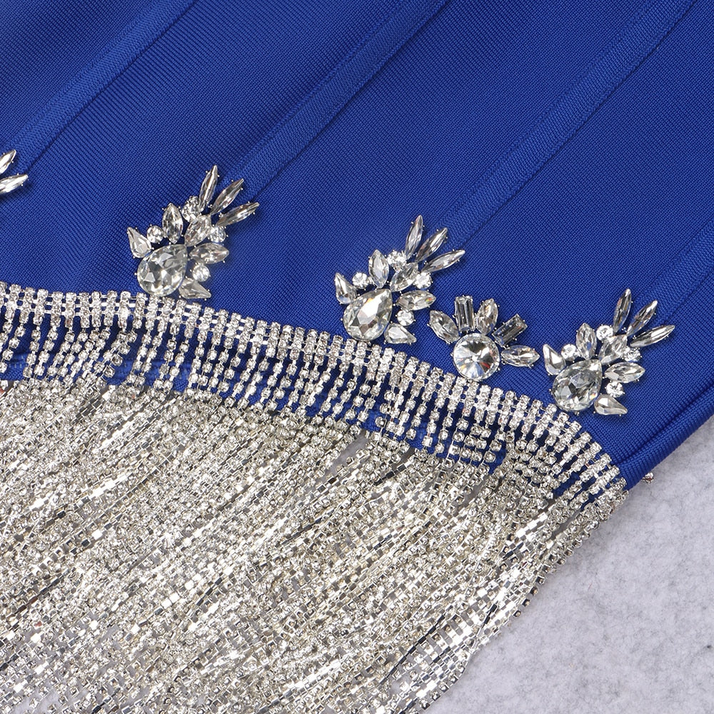 Corset Mini Blue Dress with Rhinestone Threads - - DYAVOR®
