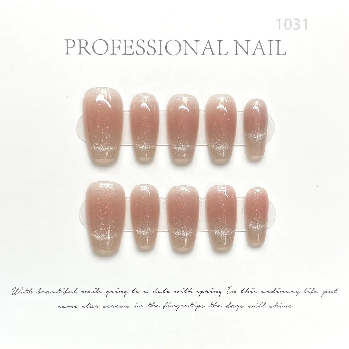 10Pcs Glitter French Handmade Fake Nails Long Ballet Nail Tips Pink Finished Press on Nails Coffin Reusable False Nails Wearable - - DYAVOR®